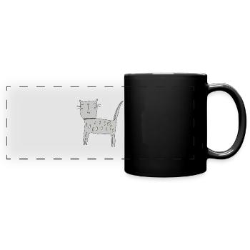 katze grau - Panorama-Tasse farbig - Schwarz - Vorne