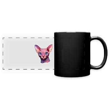 Sphynx-Katzenkopf - Panorama-Tasse farbig - Schwarz - Vorne