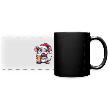 Mouse Christmas Beer - Full Colour Panoramic Mug - black - Front