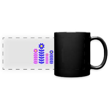 Beaucoup de jolies fleurs motif décoratif coloré belle - Mug panoramique uni - noir - Devant