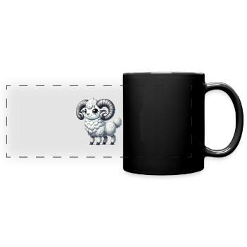 Bélier Dessin animé - Mug panoramique uni - noir - Devant