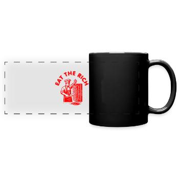 Eat the rich - Panorama-Tasse farbig - Schwarz - Vorne