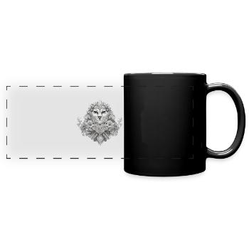 Löwe in floralen Mustern - Panorama-Tasse farbig - Schwarz - Vorne