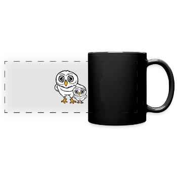 2 Owls Dad Mom Child Baby Family Mother Father - Full Colour Panoramic Mug - black - Front