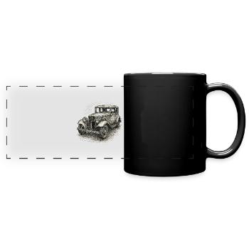 Oldtimer - Panorama-Tasse farbig - Schwarz - Vorne
