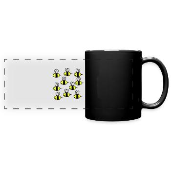 swarm of friendly bees - Full Colour Panoramic Mug - black - Front