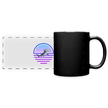 Hammerhai prédateur Vaporwave requin - Mug panoramique uni - noir - Devant