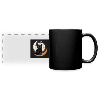 Cat Moon Halloween Cadeau Cat Love - Mug panoramique uni - noir - Devant