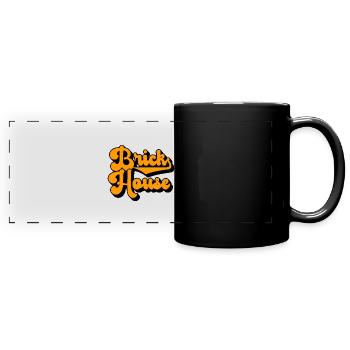 Retro 70's Vintage Style Brick House - Panorama-Tasse farbig - Schwarz - Vorne