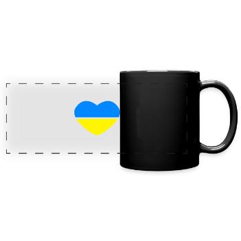 Heart 2colored - Azure Blue Gold - Ukraine - Full Colour Panoramic Mug - black - Front