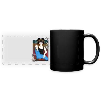 Geisha yakuza dans le canapé - Mug panoramique uni - noir - Devant