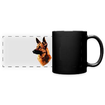 German Shepherd Low Poly Design - Full Colour Panoramic Mug - black - Front
