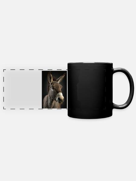 Esel Realistisch Cool - Panorama-Tasse farbig - Schwarz