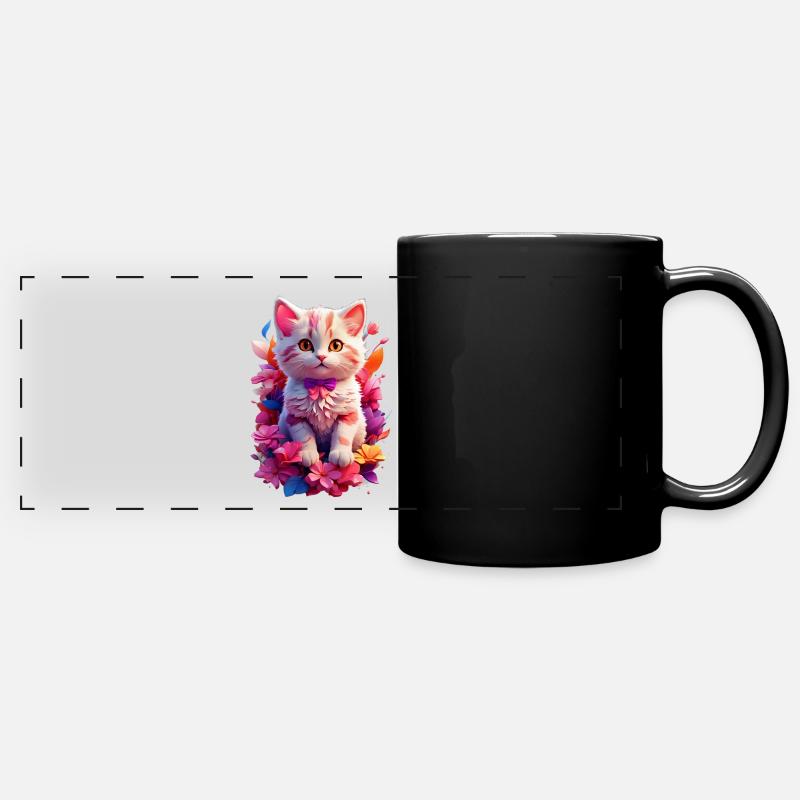 Katze Cat V1 24 15 - Panorama-Tasse farbig - Schwarz