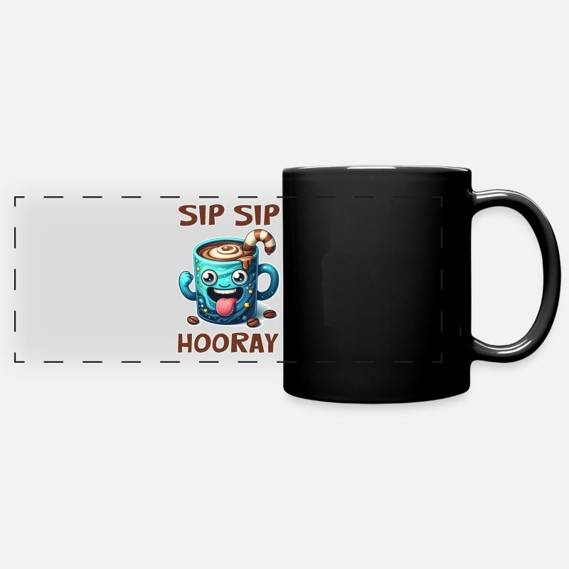 Sip Sip Hooray / Hipp Hipp Hurra - Panorama-Tasse farbig - Schwarz