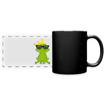 Frosch im Comicstyle - Panorama-Tasse farbig - Schwarz - Vorne