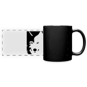 Wolf - Panorama-Tasse farbig - Schwarz - Vorne