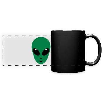 Alien Head Face Green Gift marsmännchen space - Full Colour Panoramic Mug - black - Front