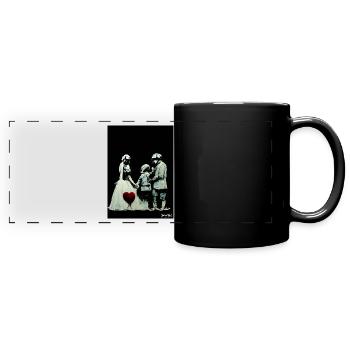 Mariage / Hochzeit / Amour / Cœur / Banksy - Mug panoramique uni - noir - Devant