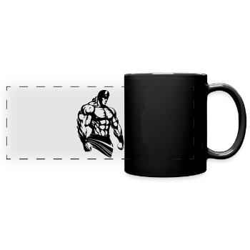 Gladiator Muskeln Bodybuilding Gym - Panorama-Tasse farbig - Schwarz - Vorne