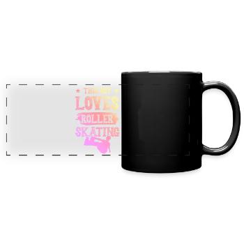 junge liebt roller skates - Panorama-Tasse farbig - Schwarz - Vorne