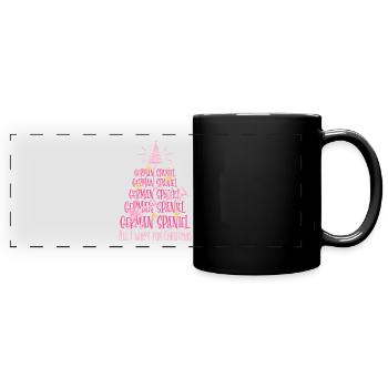 Deutscher Spaniel Hund Weihnachten Hunderasse - Panorama-Tasse farbig - Schwarz - Vorne
