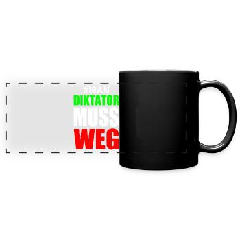 diktator muss weg iran - Panorama-Tasse farbig - Schwarz - Vorne