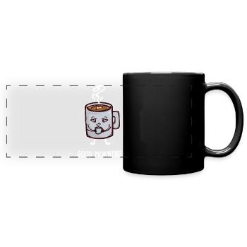 Kaffeeliebhaber Frühstück Kaffee Trinken Spruch - Panorama-Tasse farbig - Schwarz - Vorne