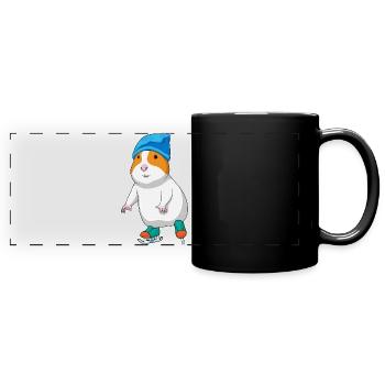 Hamster patins à glace - Mug panoramique uni - noir - Devant