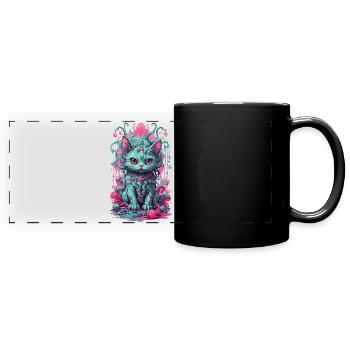 Gothique Pastel chat Halloween démon chaton - Mug panoramique uni - noir - Devant