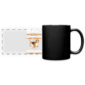 Hund Beagle - Panorama-Tasse farbig - Schwarz - Vorne