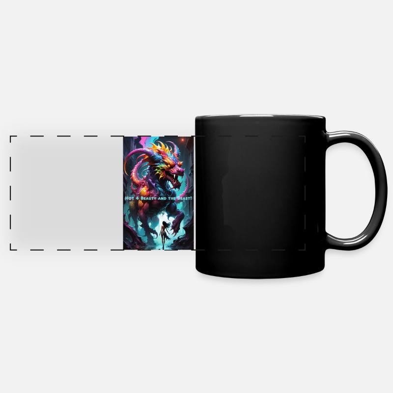 Fabulous dragon 👹 motif with neon colors - Full Colour Panoramic Mug - black