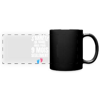 Drôle Annonce Grossesse - Humour Future Maman 2026 - Mug panoramique uni - noir - Devant