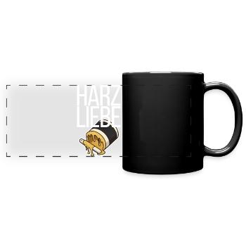 Harzliebe Handball Design - Panorama-Tasse farbig - Schwarz - Vorne
