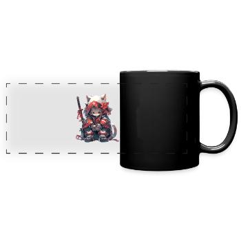 Cute Samurai Cat - Panorama-Tasse farbig - Schwarz - Vorne