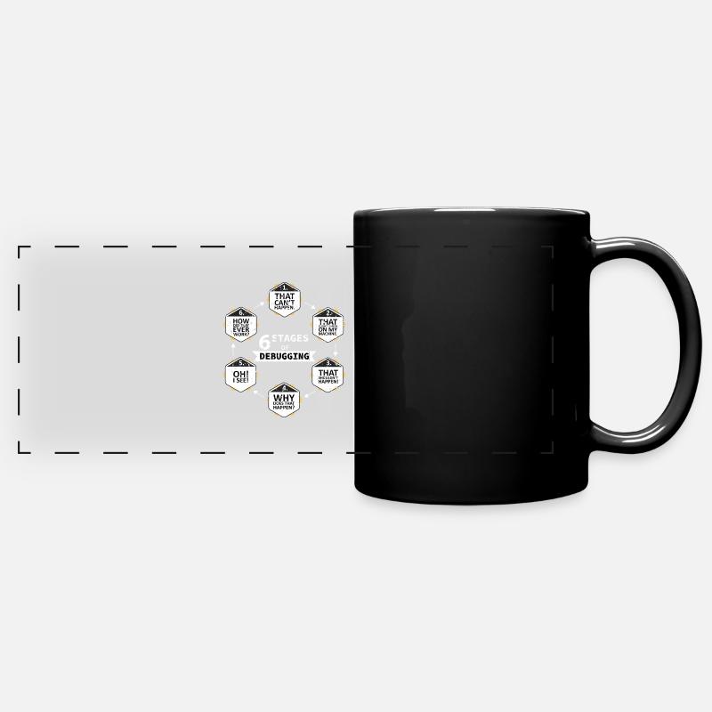 6 stages of debugging - Full Colour Panoramic Mug - black