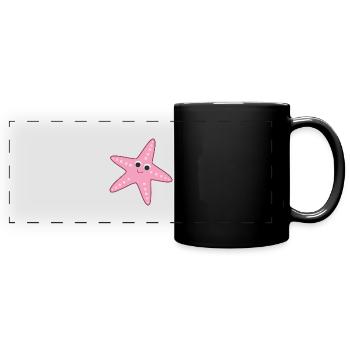 Seestern - Panorama-Tasse farbig - Schwarz - Vorne