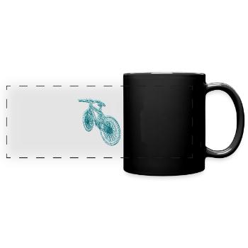 mountainbike,bike,bike,lines,blue - Full Colour Panoramic Mug - black - Front