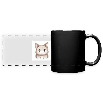 Chat dessiné - Mug panoramique uni - noir - Devant