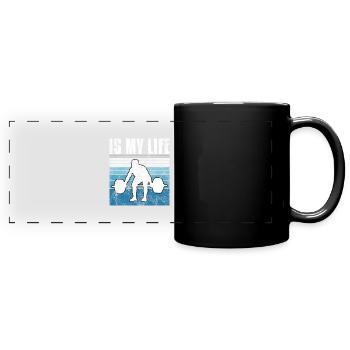 Bodybuilding is my life Bodybuilder GYM weight training - Full Colour Panoramic Mug - black - Front