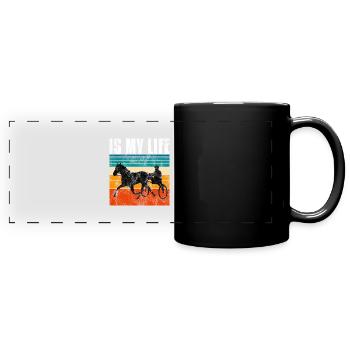 Is my life Trabreiter Trabrennen Trabreiten Retro - Full Colour Panoramic Mug - black - Front