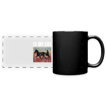 Is my life Trabreiter Trabrennen Trabreiten Retro - Full Colour Panoramic Mug - black - Front