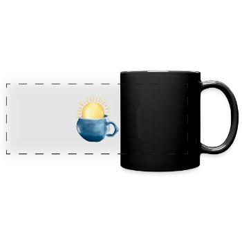 Sonne in der Tasse - Panorama-Tasse farbig - Schwarz - Vorne