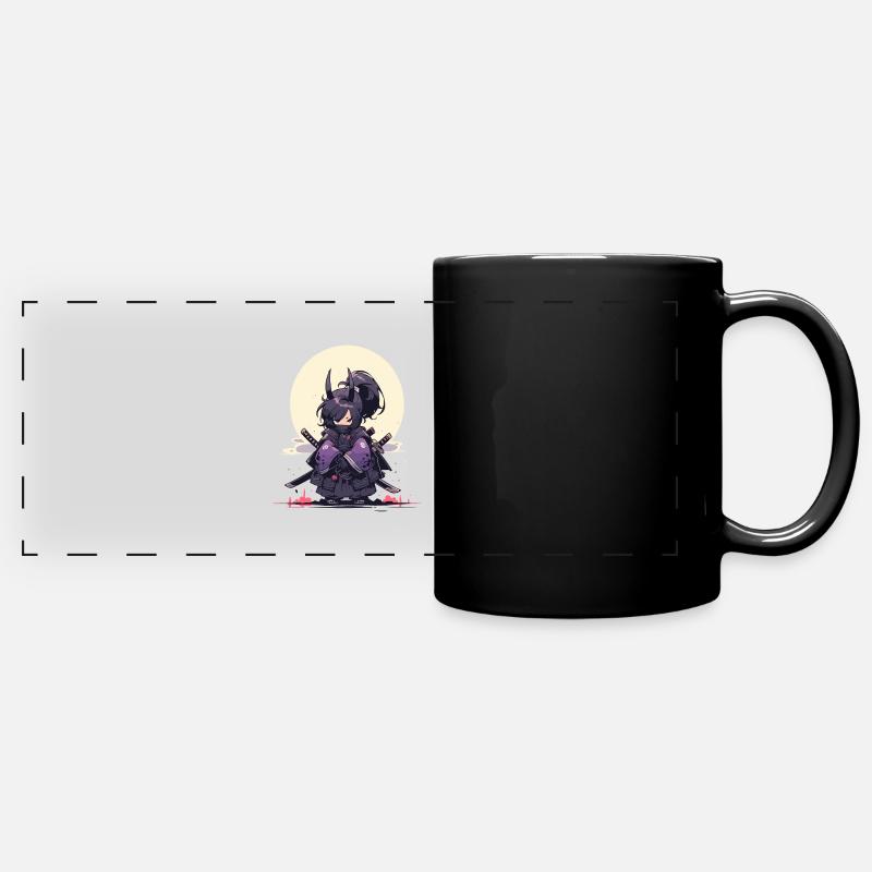 Episches Samurai Mädchen Anime-Design - Panorama-Tasse farbig - Schwarz