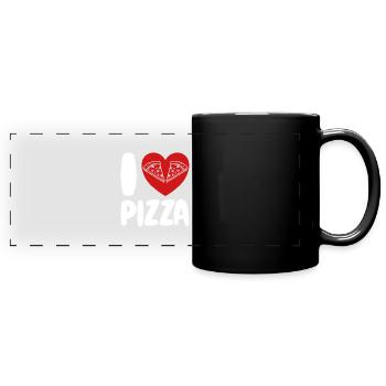 I love Pizza - Panorama-Tasse farbig - Schwarz - Vorne