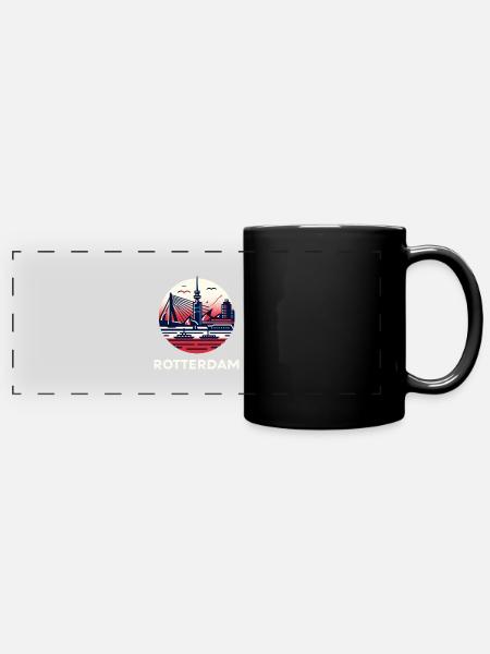 Wahrzeichen von Rotterdam - Panorama-Tasse farbig - Schwarz