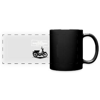 Lustiger Schwalbe Spruch Mofa Moped Geschenk - Panorama-Tasse farbig - Schwarz - Vorne