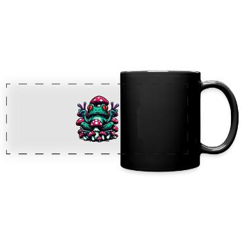 Frog with toadstool - Full Colour Panoramic Mug - black - Front