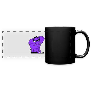 Lustiger Elefant Rosarot DJ Mischpult Party Musik - Panorama-Tasse farbig - Schwarz - Vorne