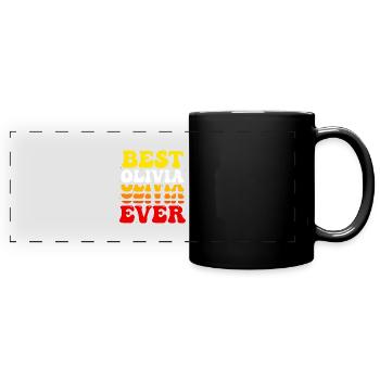 Groovy Vintage Custom Olivia Name - Cute Best - Full Colour Panoramic Mug - black - Front